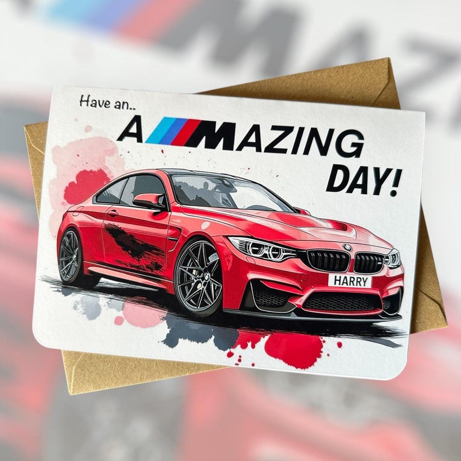 Personalised Registration Car Birthday Card BMW Birthday Card BMW M4 Birthday Card Car Lover Birthday Card Gift For Car Lover Personalise