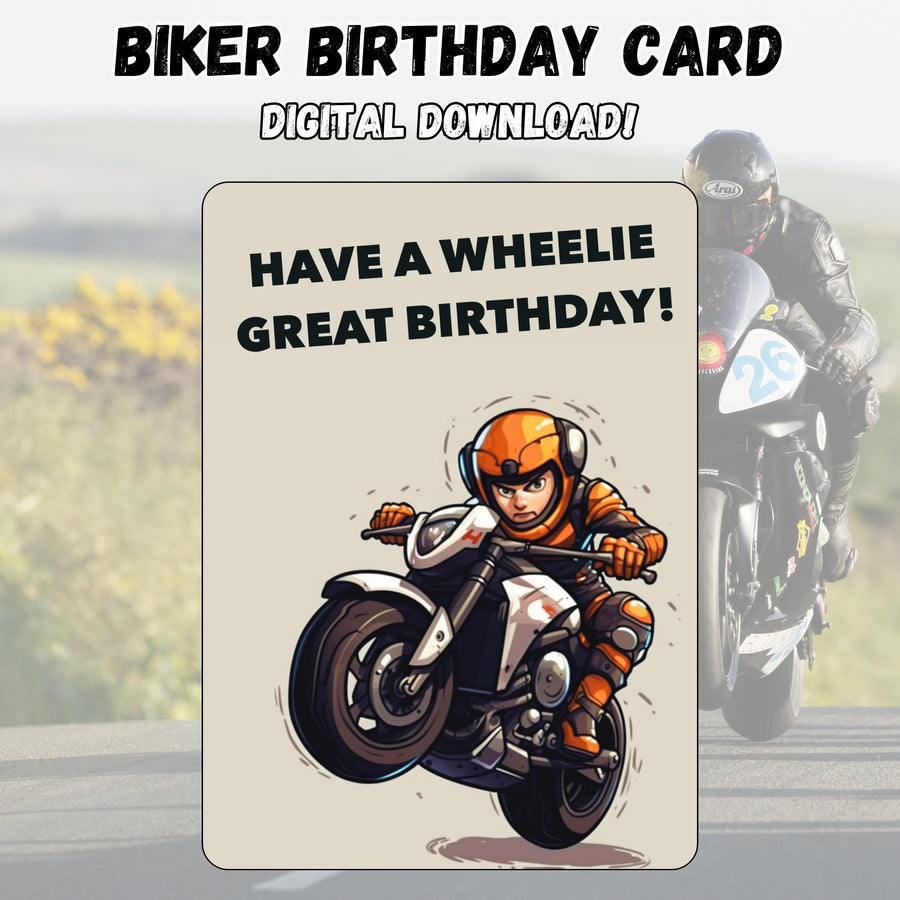 Motorbike Lover Birthday Card Biker Birthday Card Motorcycle Enthusiast Birthday Card Gift for Him Birthday Card for Him Digital Download