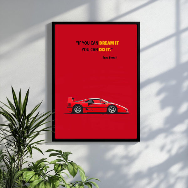 Supercar Poster Ferrari Poster Ferrari F40 Poster Inspirational Ferrari Wall Poster Gift For Car Lover Gift For Him Ferrari Wall Art