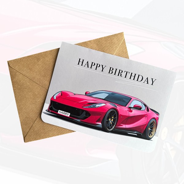 Personalised Supercar Birthday Card | Gift for Car Lovers