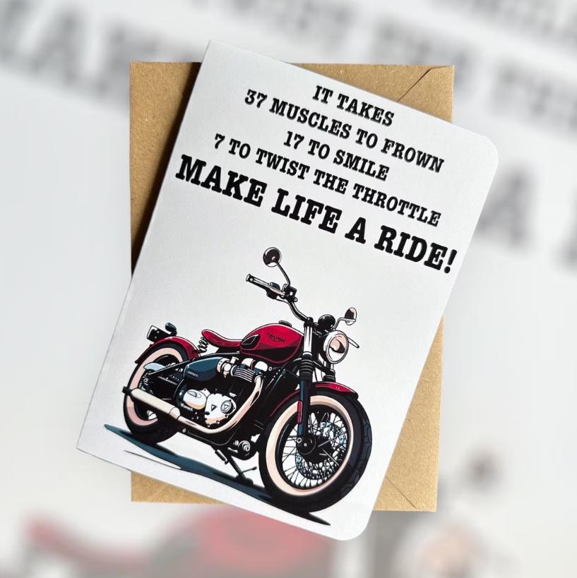 Triumph Bobber Birthday Card Motorbike Birthday Card Biker Birthday Card Motorcycle Birthday Card Triumph Birthday Card MAKE LIFE A RIDE!